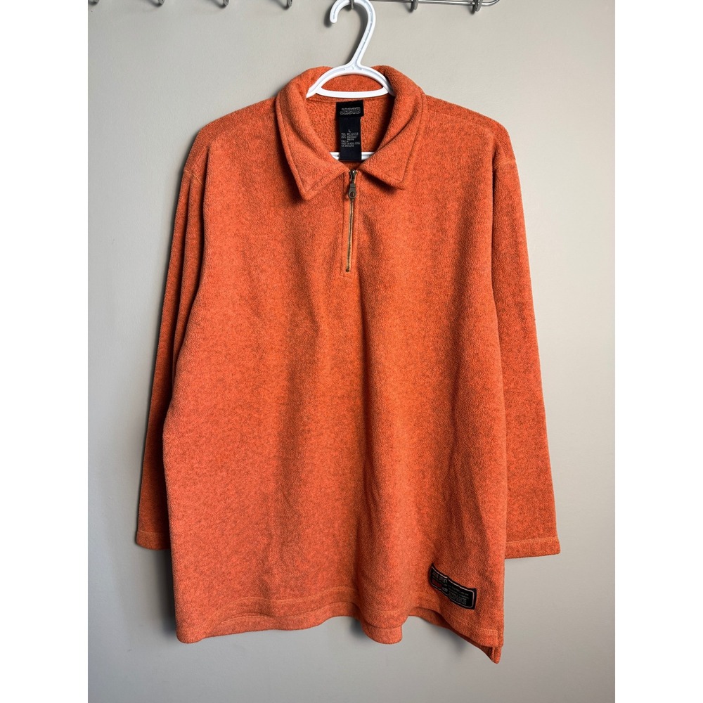 Jacob Mens Burnt Orange Fleece Quarter Zip Pullover L Gorpcore Outdoor Cozy Fall